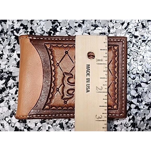 JK Leather Works Hand Tooled Leather Wallet Bifold - Initials TN - Picture 7 of 7